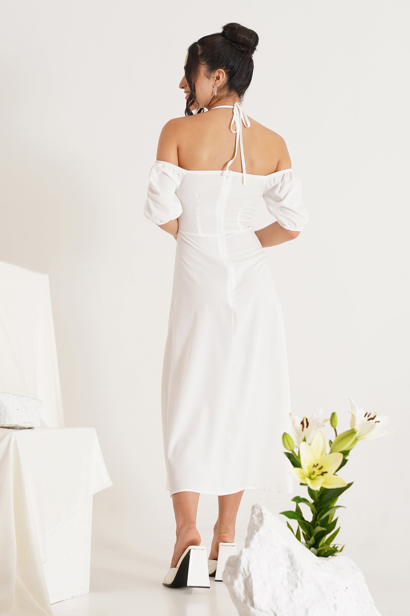 Lillian Off - Shoulder Slit Dress PRIZO